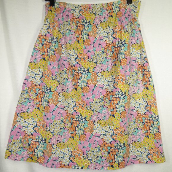 Women's Size Large Floral Retro A-Line Knee Length Skirt, Pockets - Picture 6 of 10